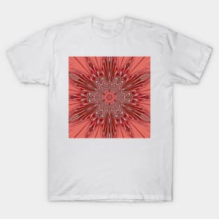 hexagonal floral fantasy pattern and designs in shades of pink and red T-Shirt